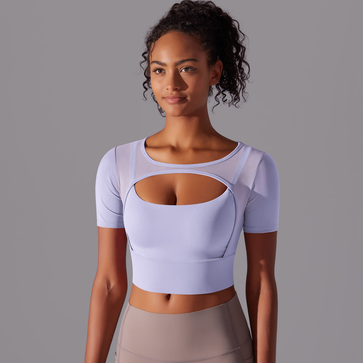 Mesh sleeve high support top