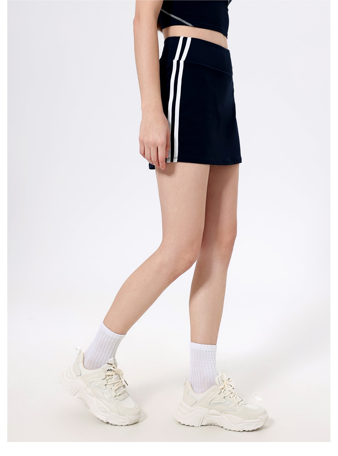 Contrast stripe tennis skirt