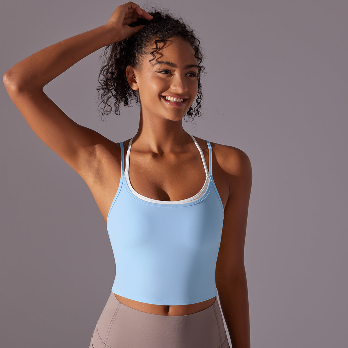 Contrast strap cropped vest