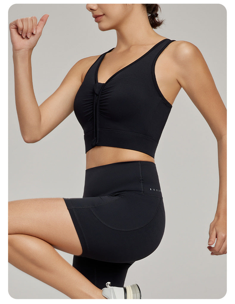 Zip front high support bra