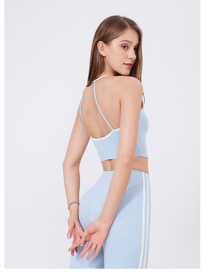 Contrast strap sports bra