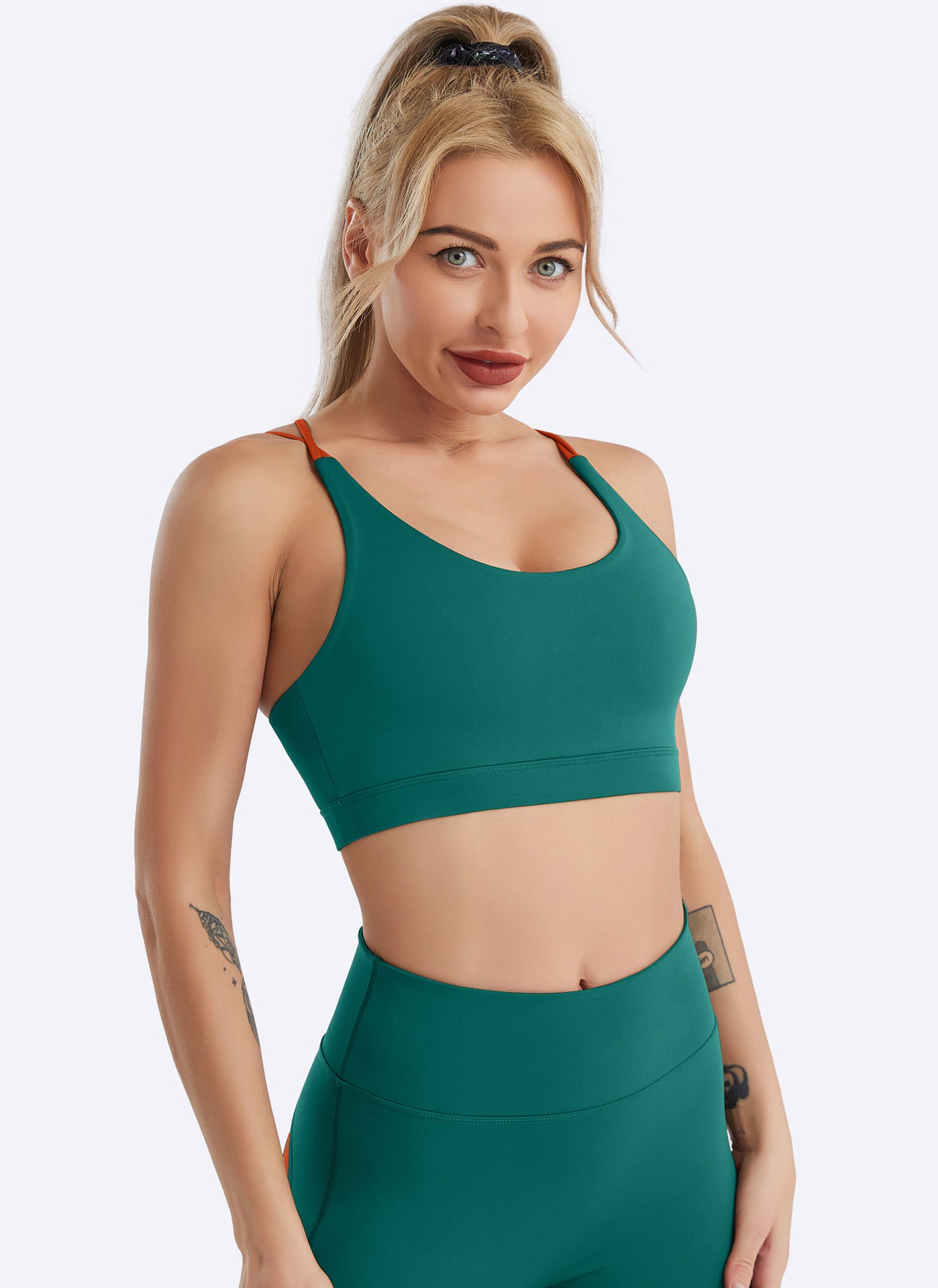 Contrast strap sports bra