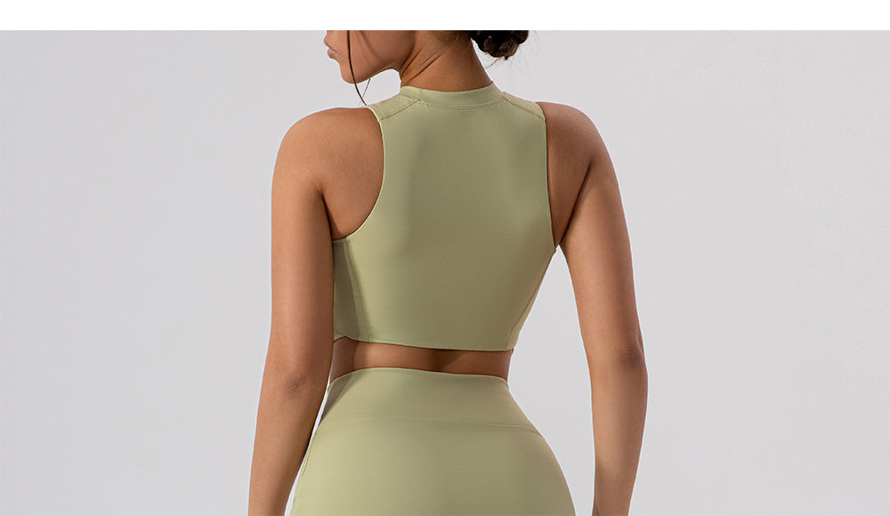 High neck sleeveless cropped vest