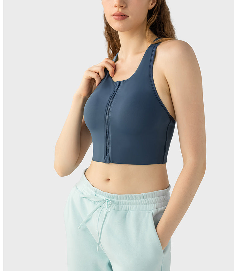 Zip front sports bra