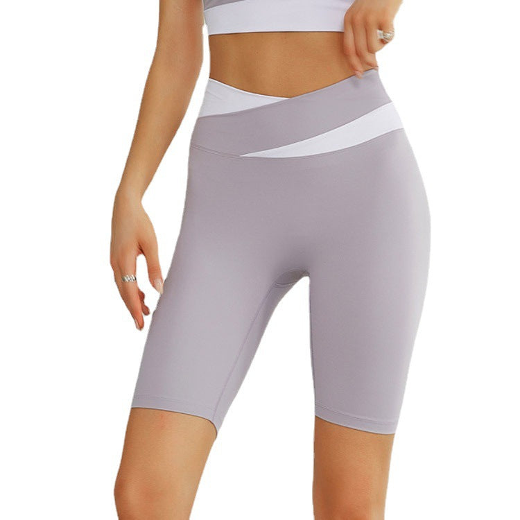 Crossover waist biker shorts