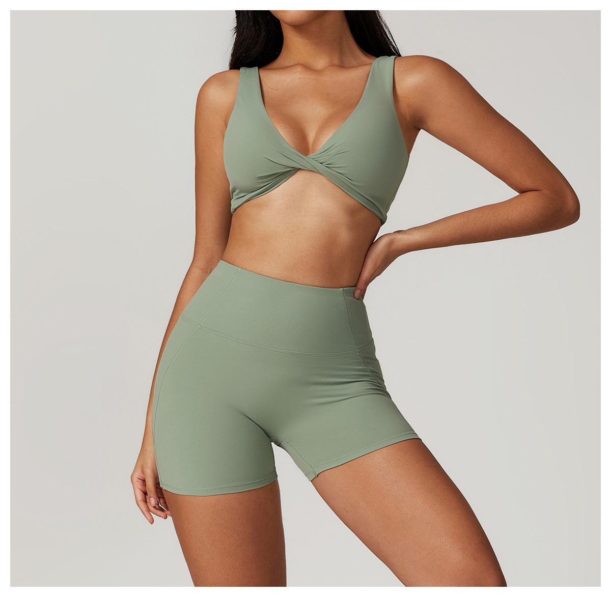 Twisted front sports bra
