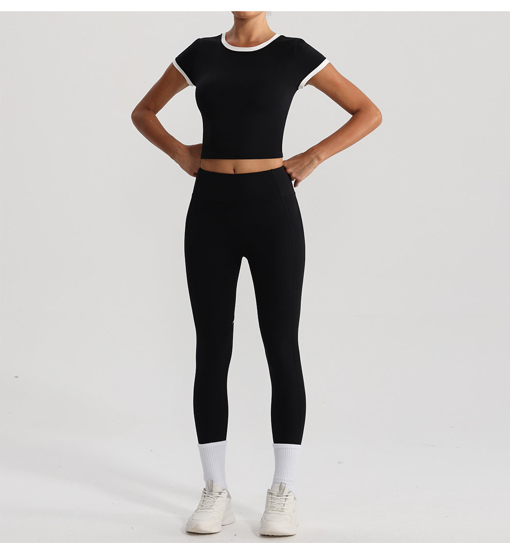 Contrast trim cropped top