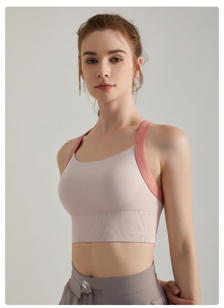 Contrast strap sports bra