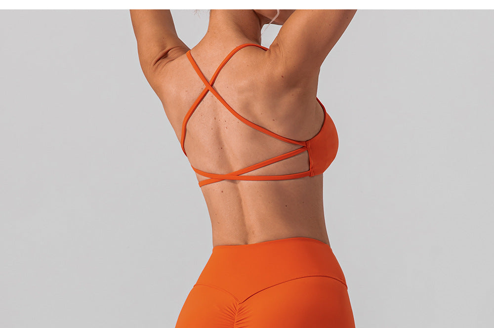 Cross back sports bra