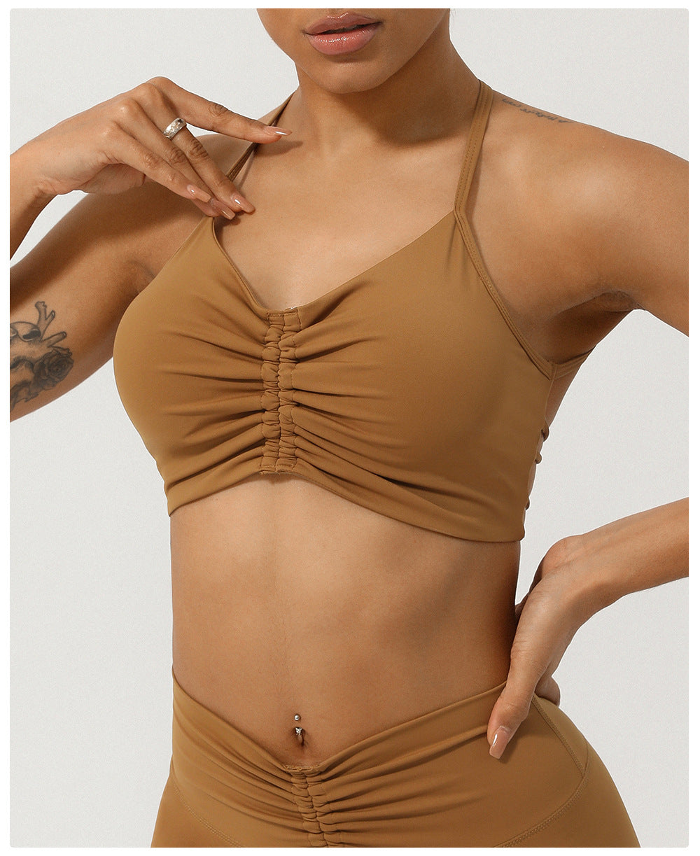 Gathered front sports bra