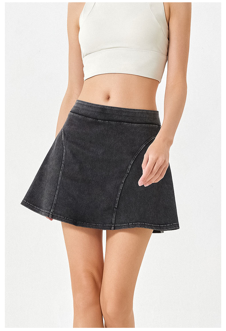 Denim look fitness skort
