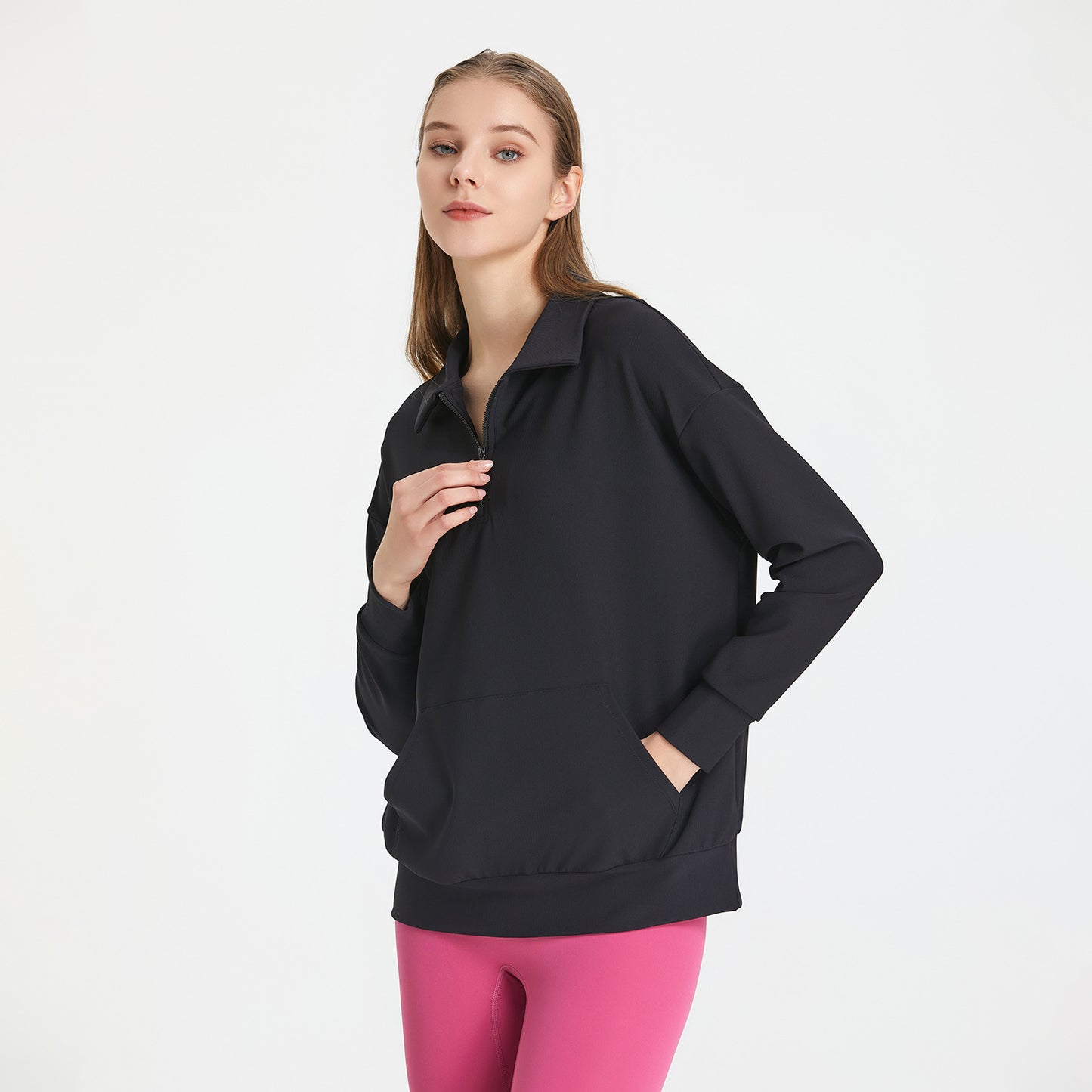Rib collar sweater