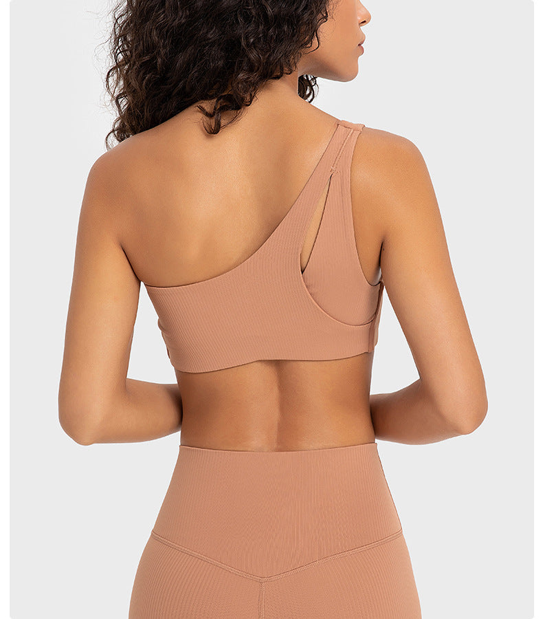One shoulder sports bra