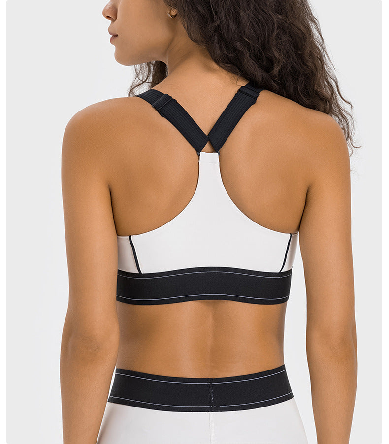 Contrast detail high support bra