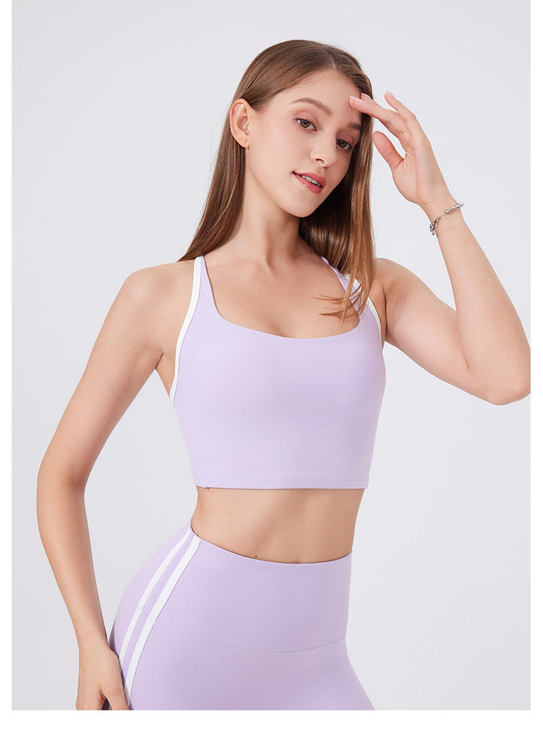 Contrast strap sports bra