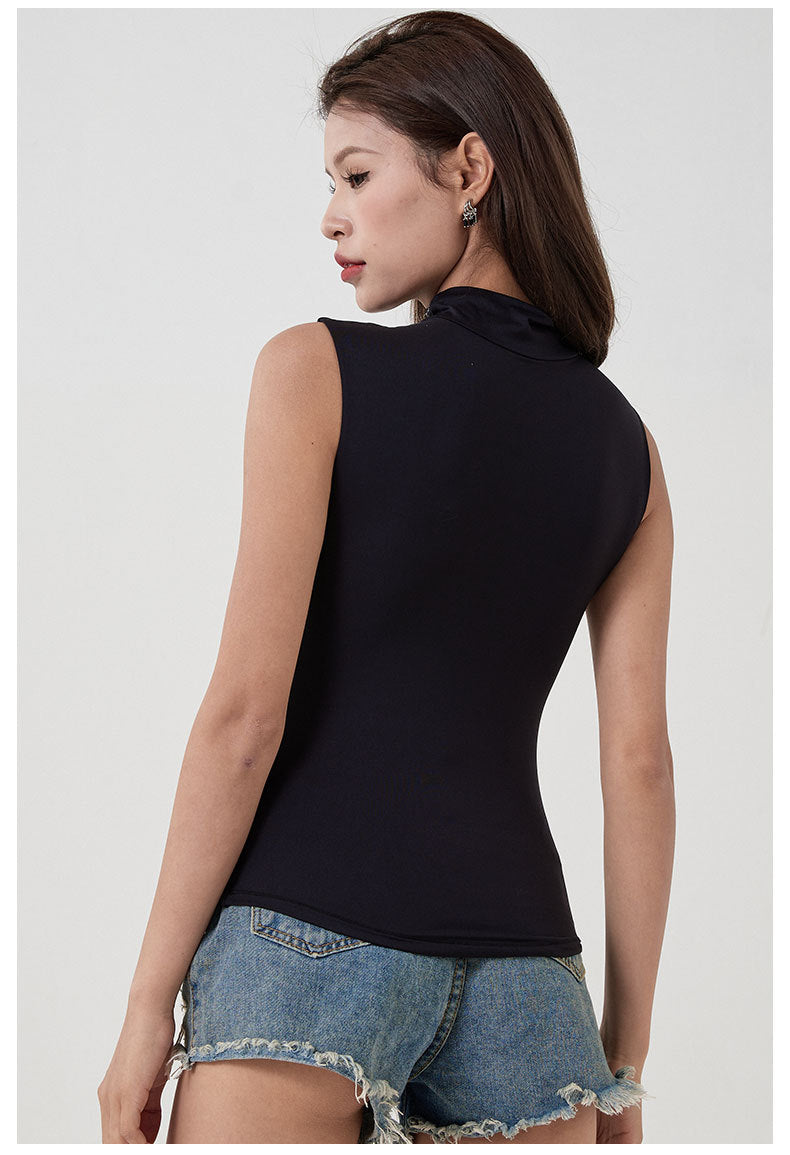 High neck sleeveless vest