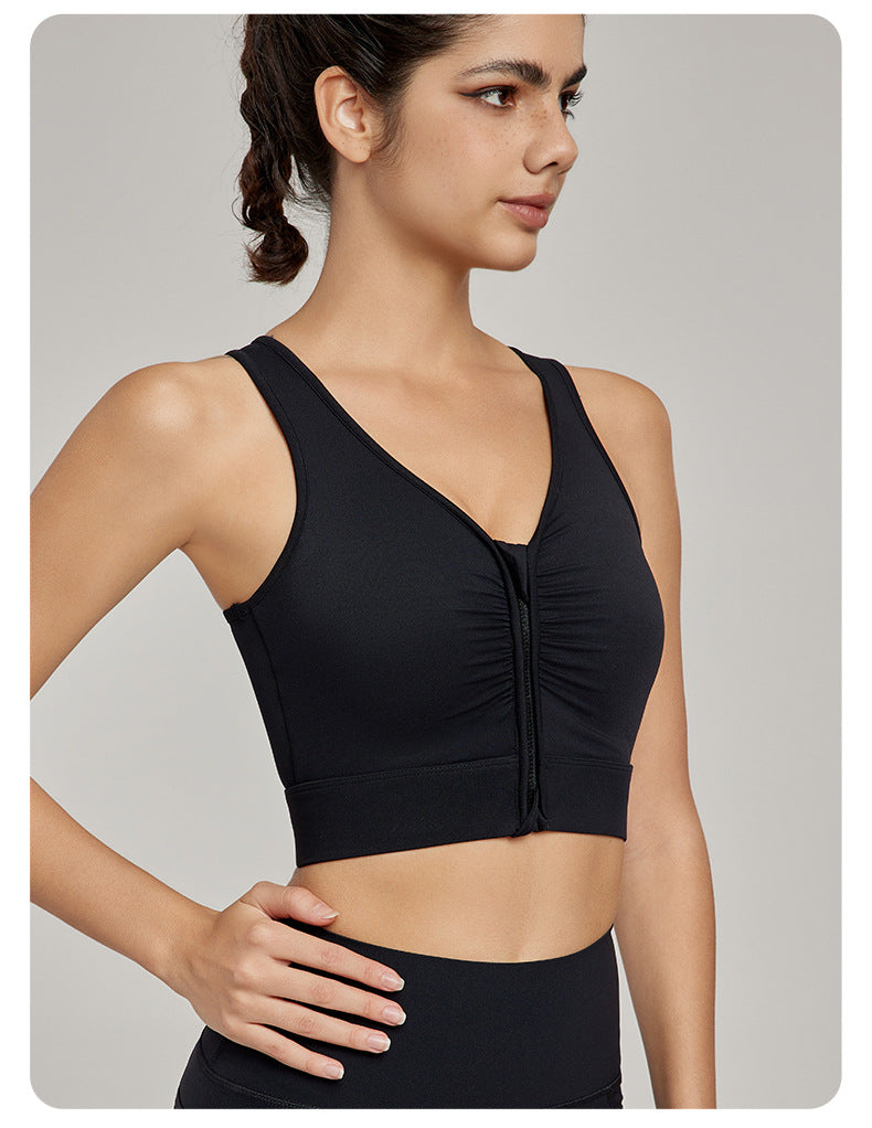 Zip front high support bra