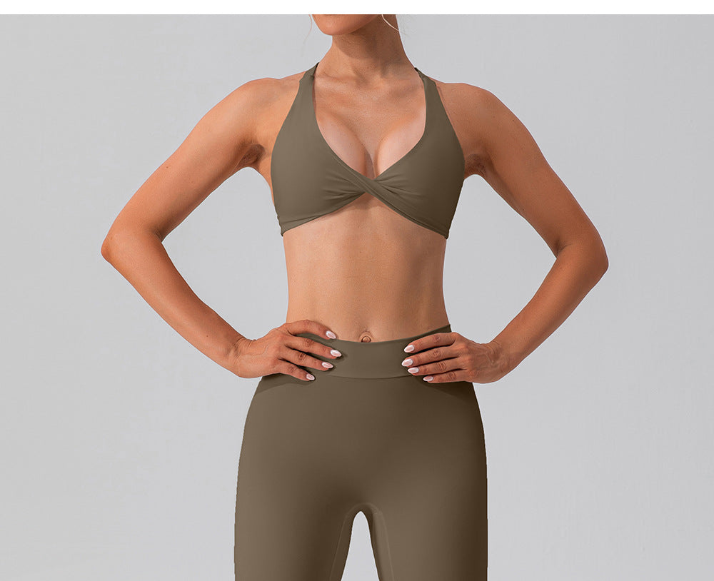 Twisted front sports bra