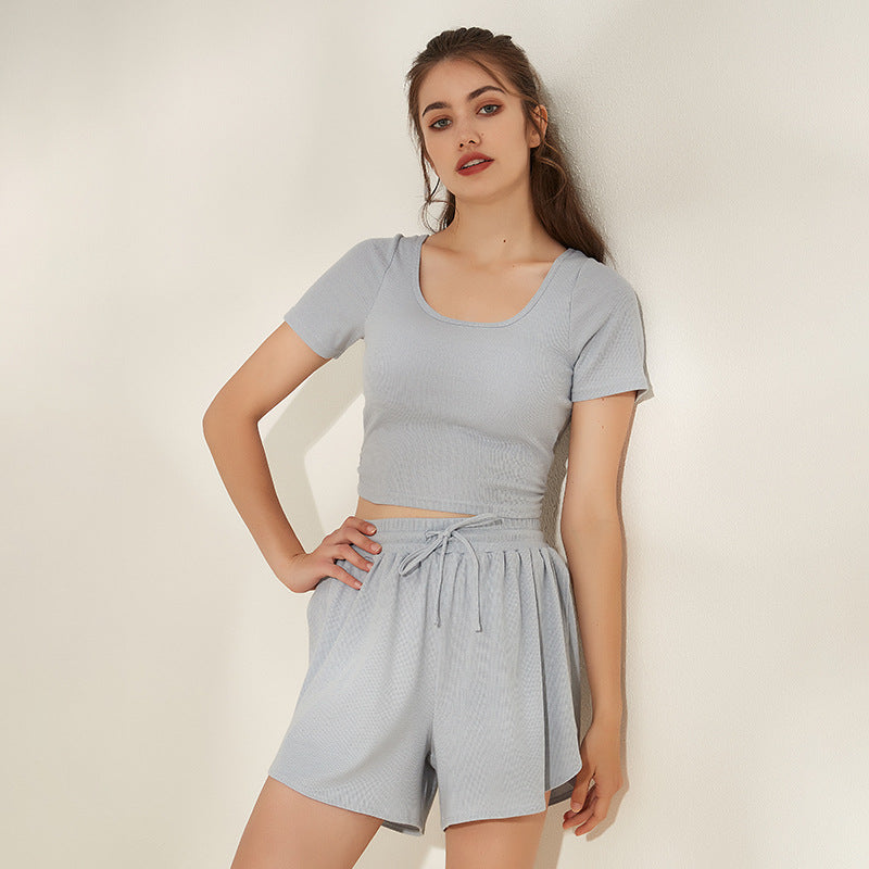 Cross back short sleeve top