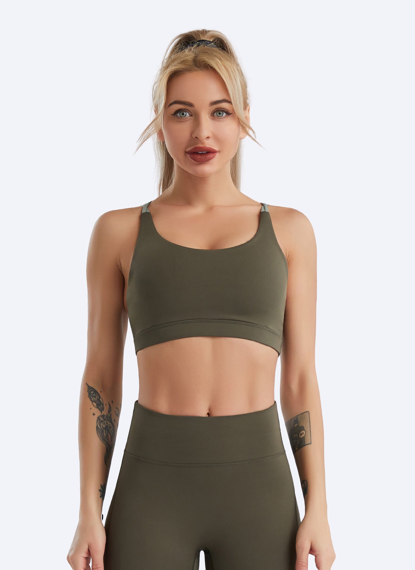 Contrast strap sports bra