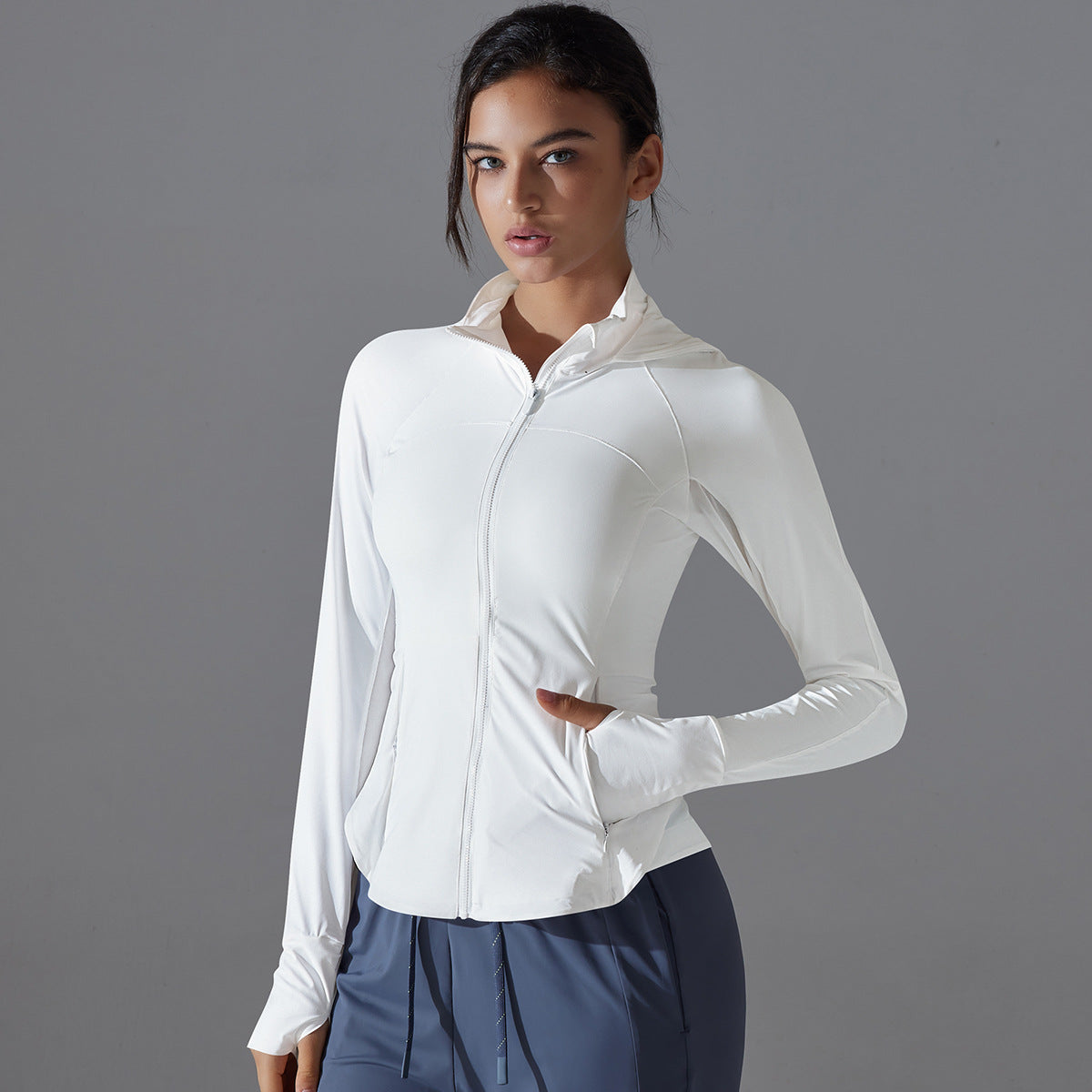 Breathable zip front top