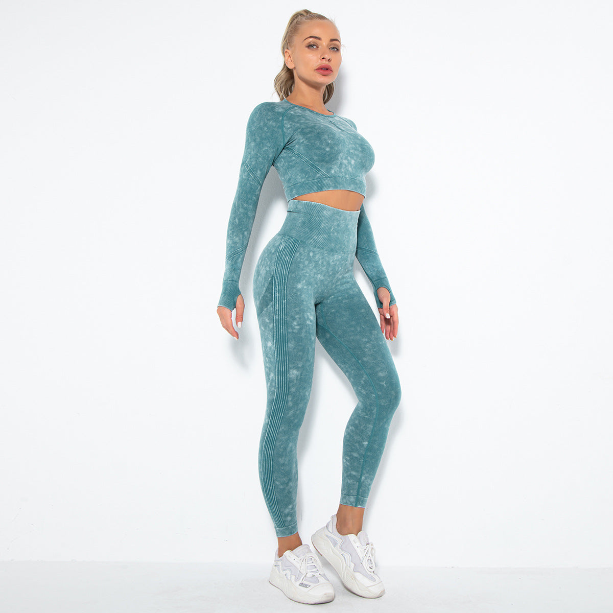 Long Sleeve Trousers Suit-Washed Dark Green