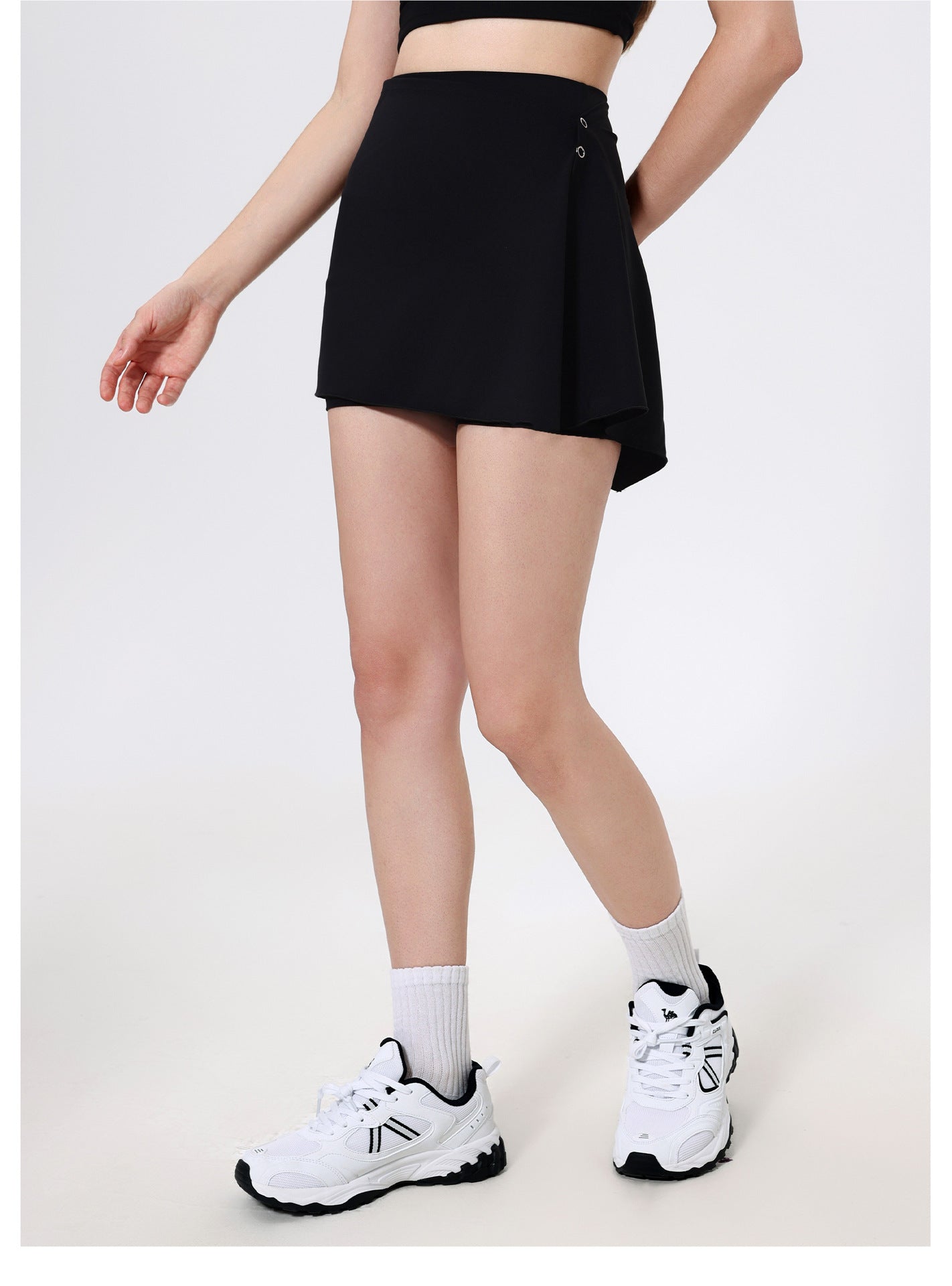 Asymmetric hem fitness skort