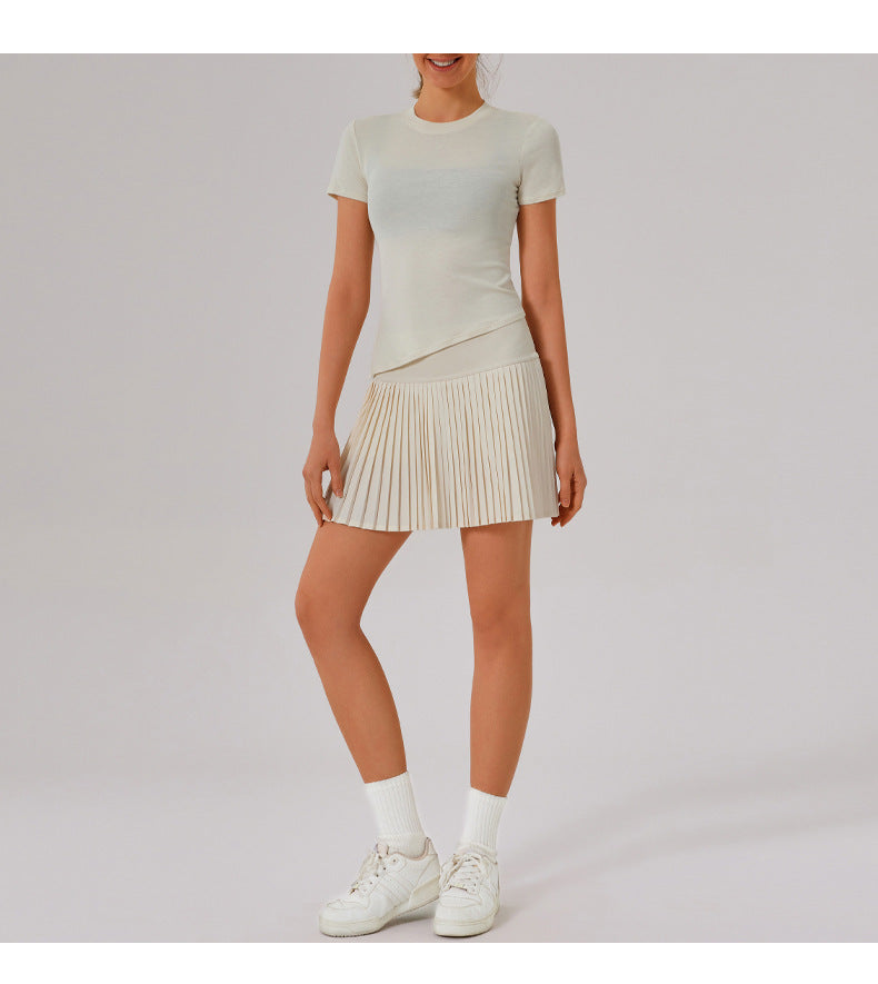 Quick dry asymmetric hem top