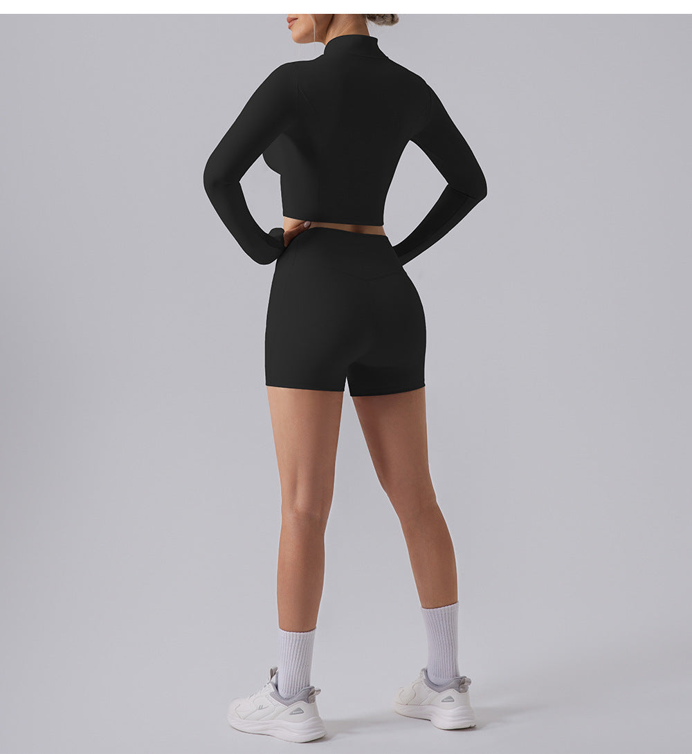 Zip front cropped top