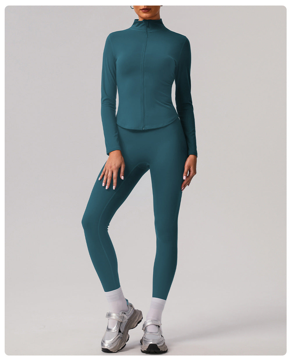 Zip front high neck jacket