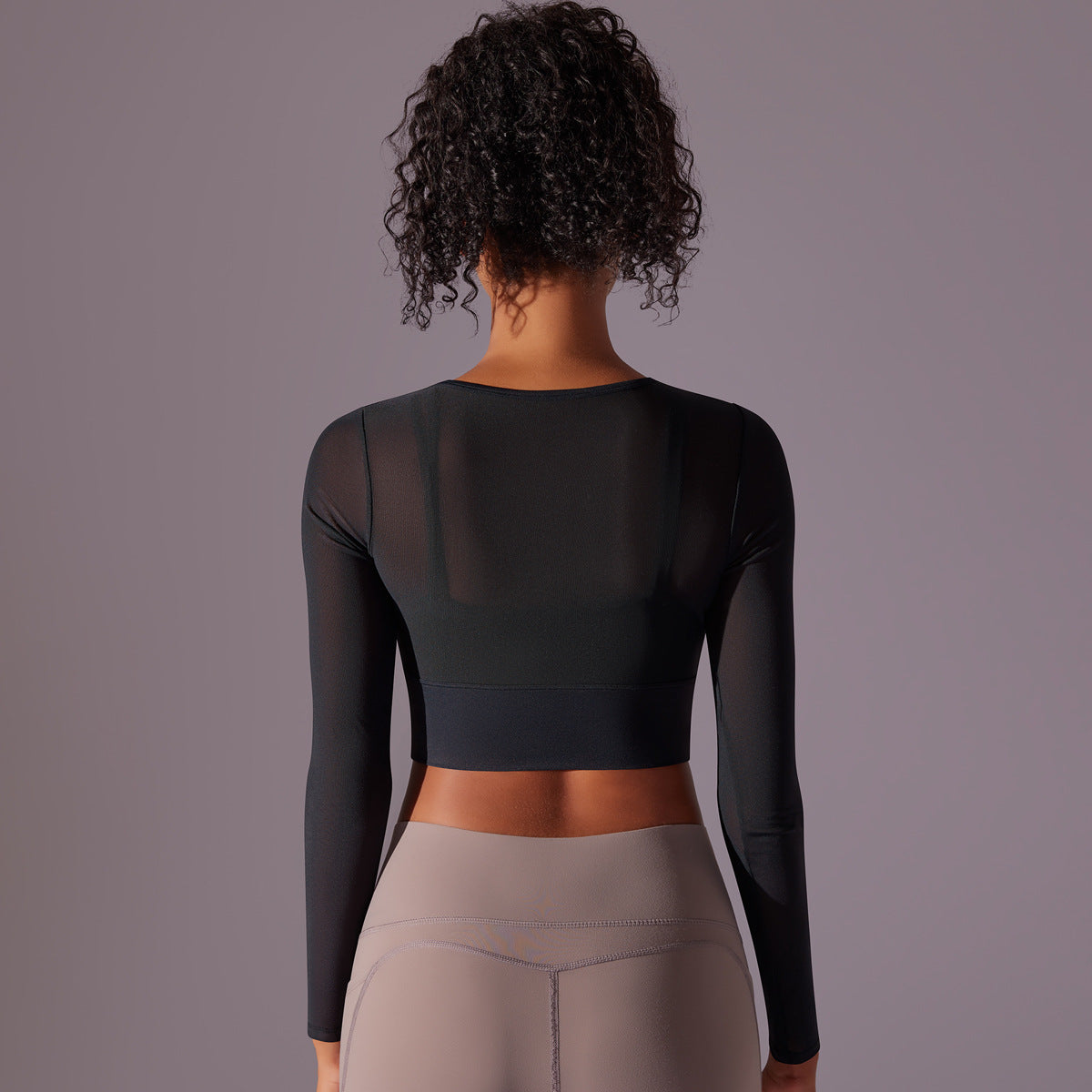 Mesh sleeve padded top