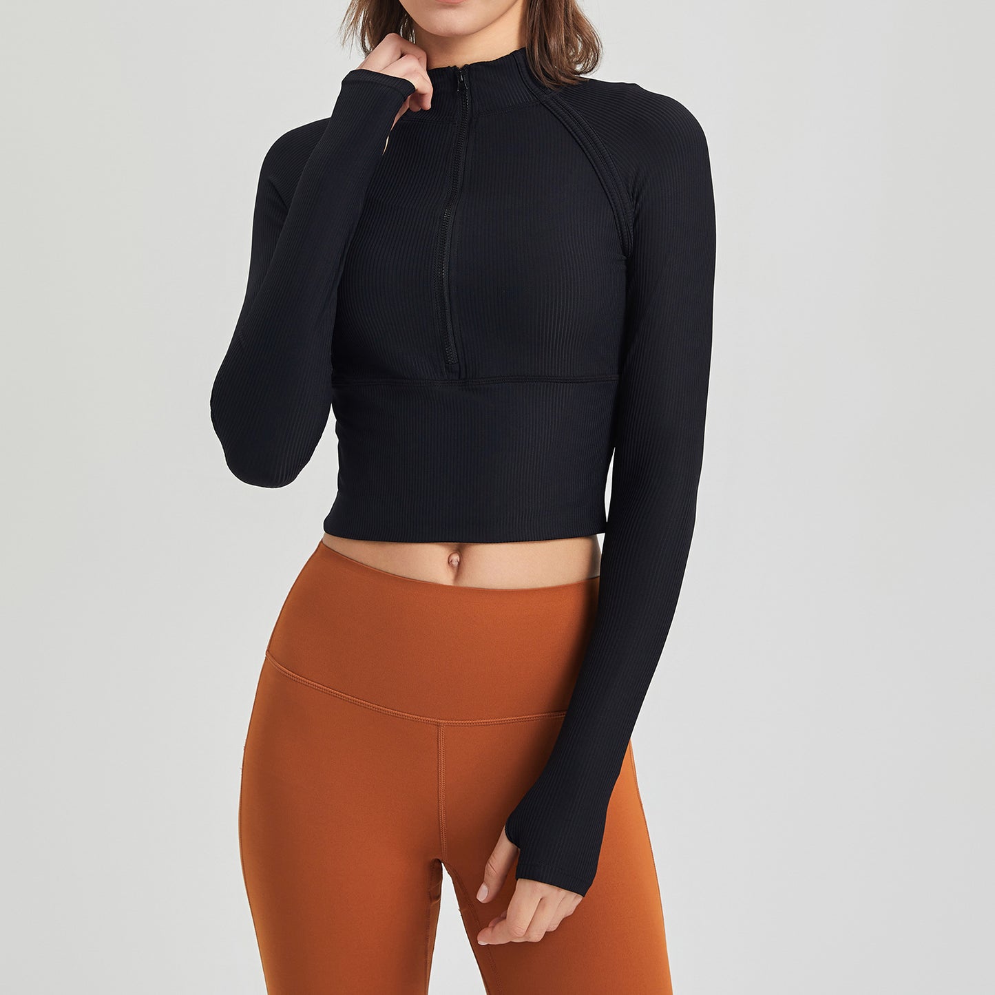 Zip front cropped jacket