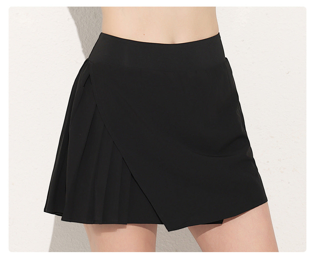 Pleated side skort
