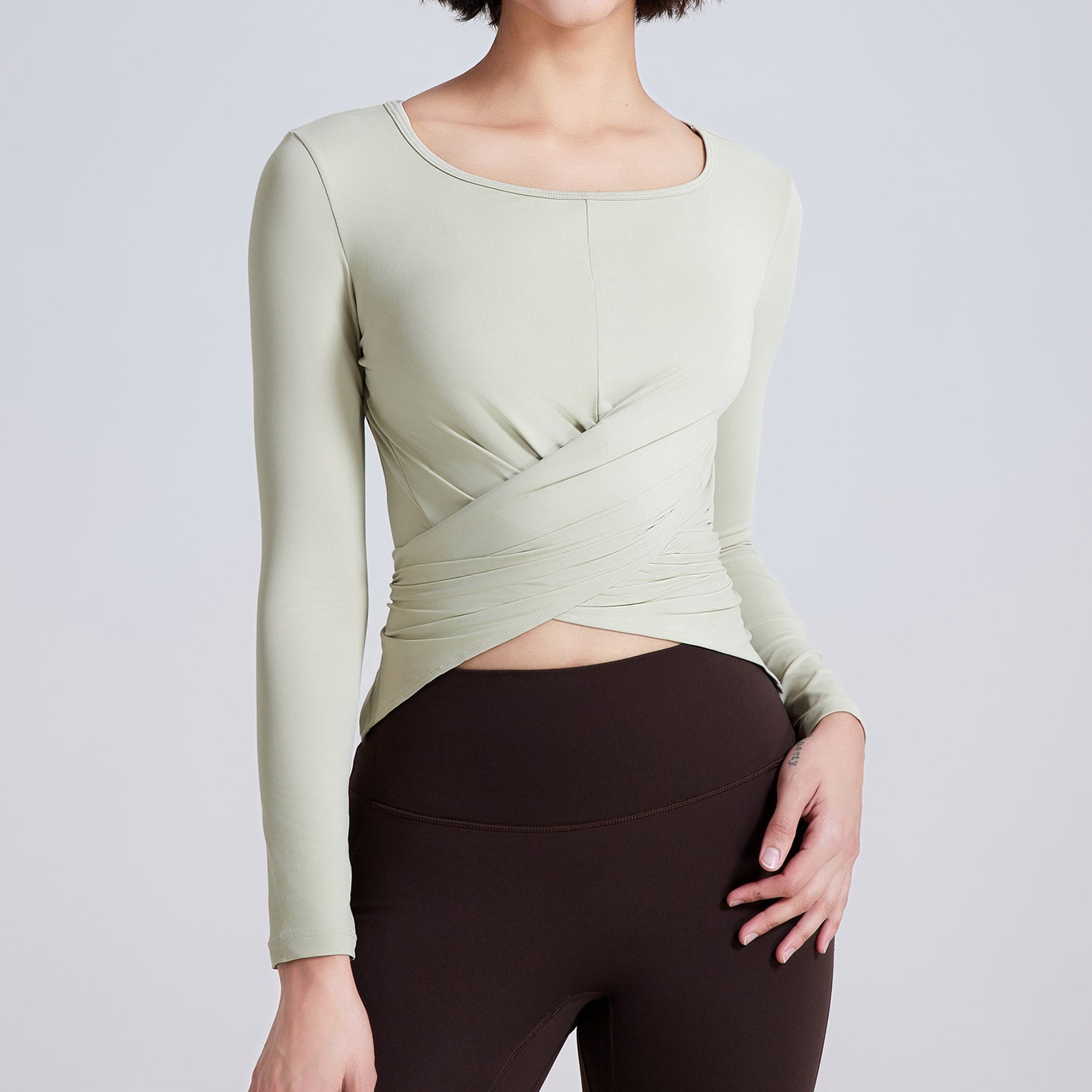 Wrap front full sleeve top