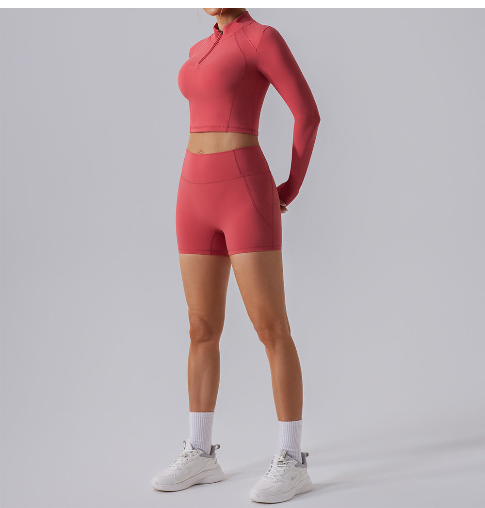 Zip front cropped top