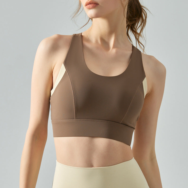 Contrast detail high support bra