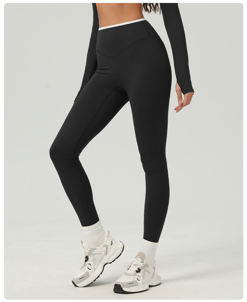 Contrast trim waist leggings