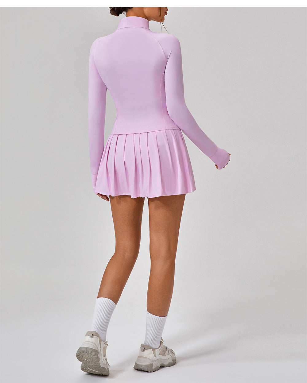 High collar zip front top