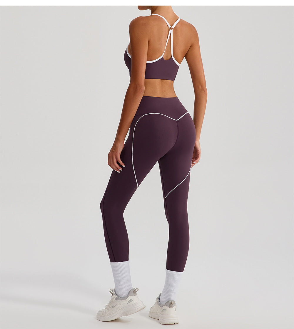 Contrast trim back leggings