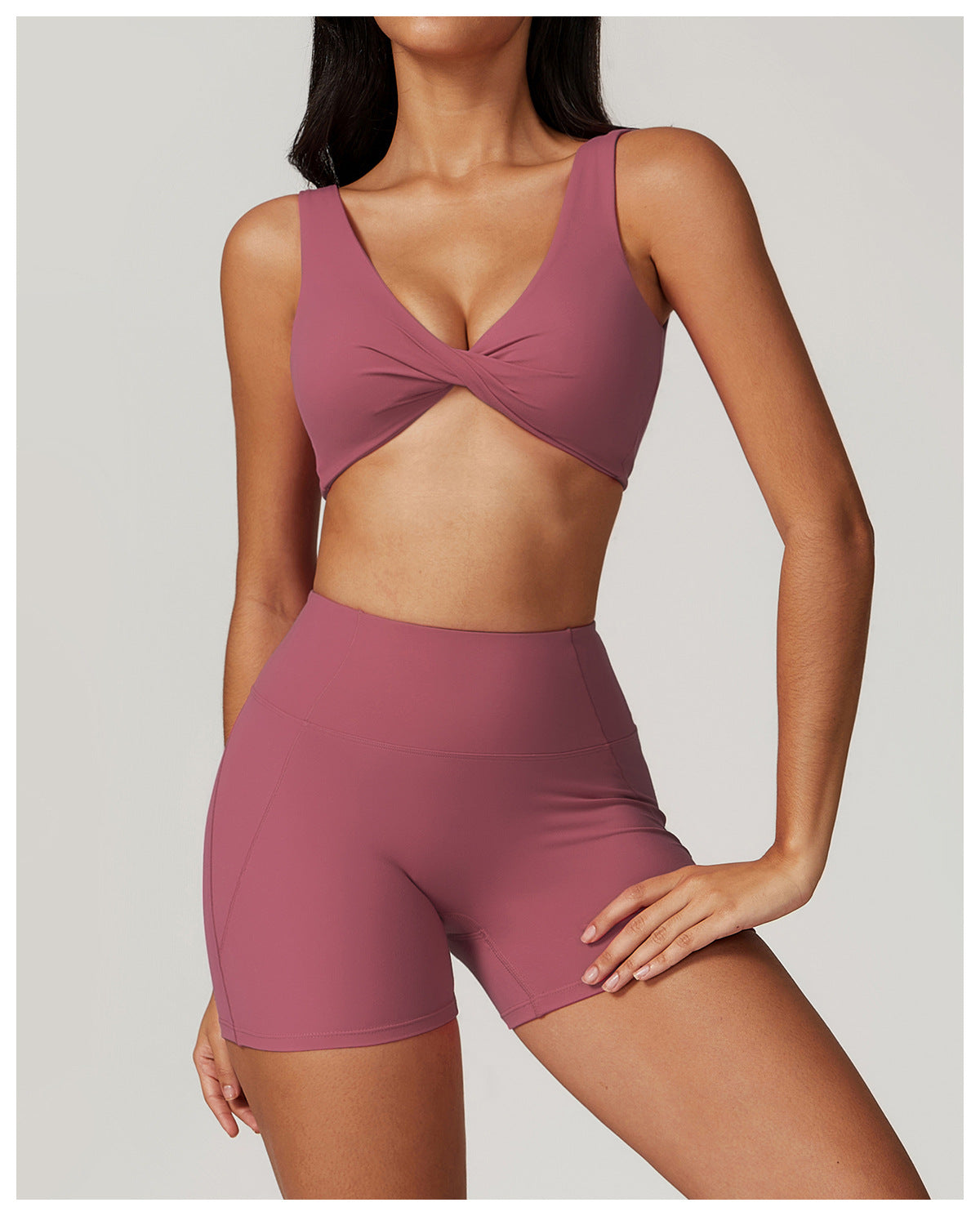 Twisted front sports bra
