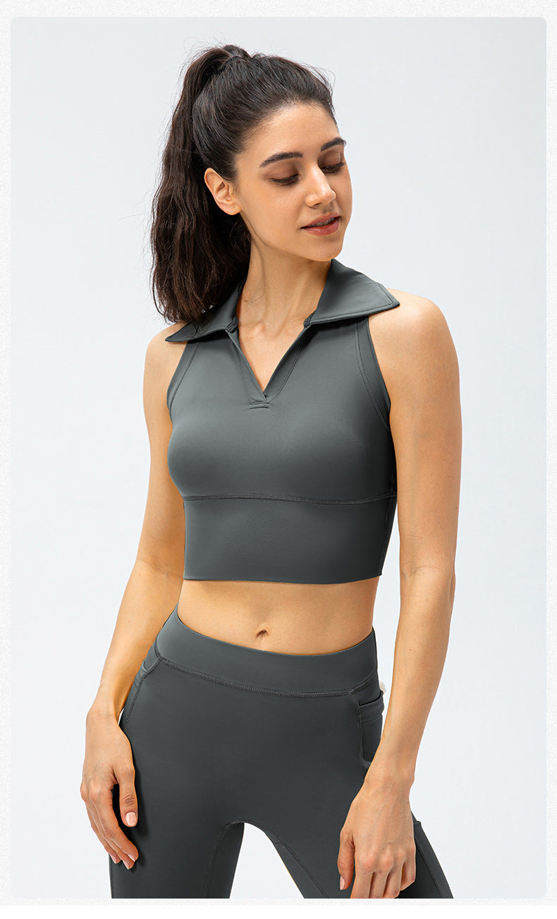 Collared high support top