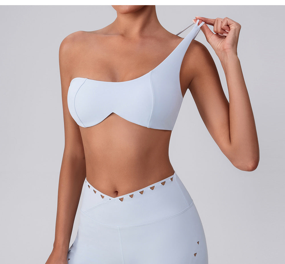 One shoulder sports bra