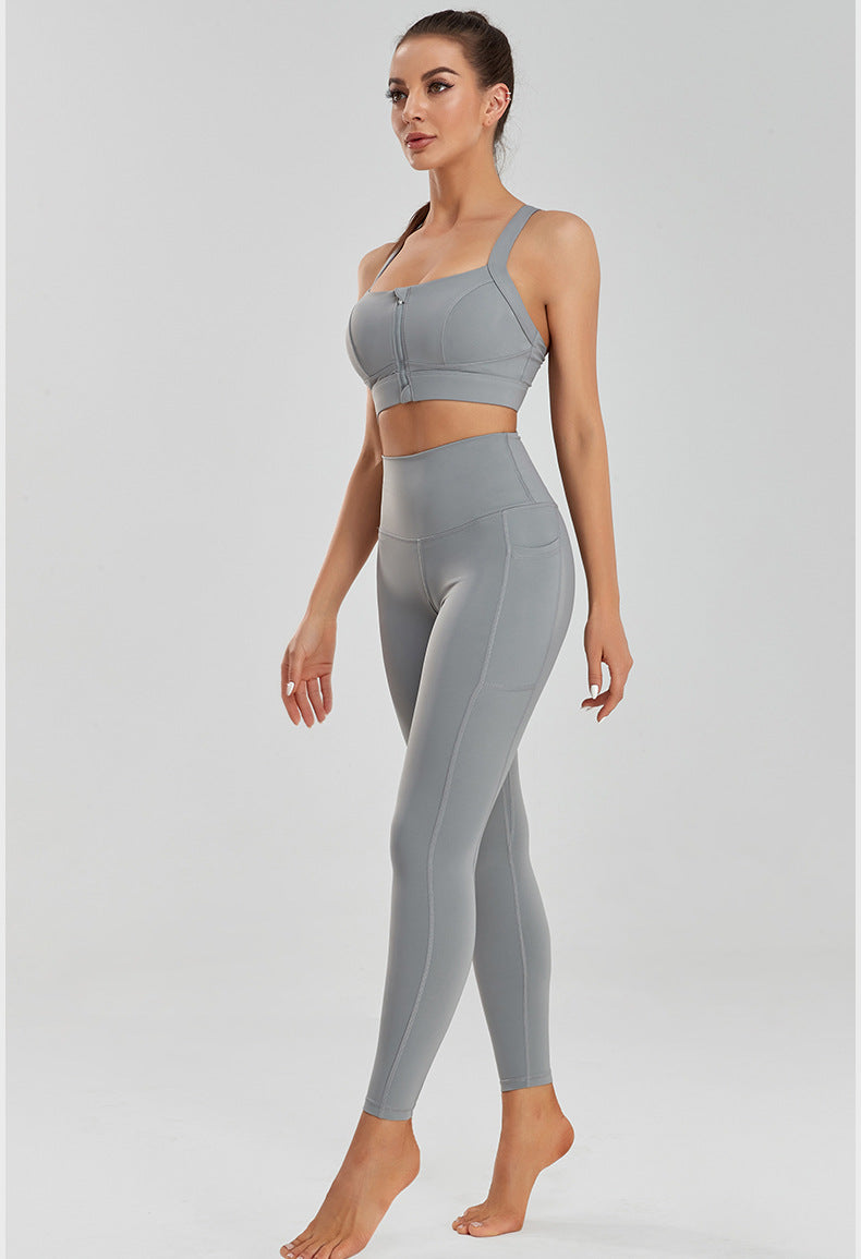 Zip front sports bra