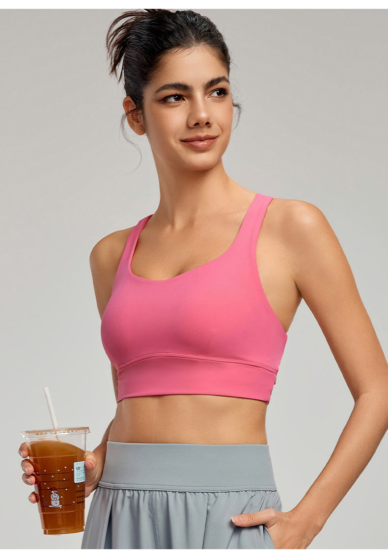 Crossover padded sports bra