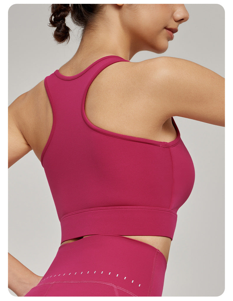Zip front high support bra