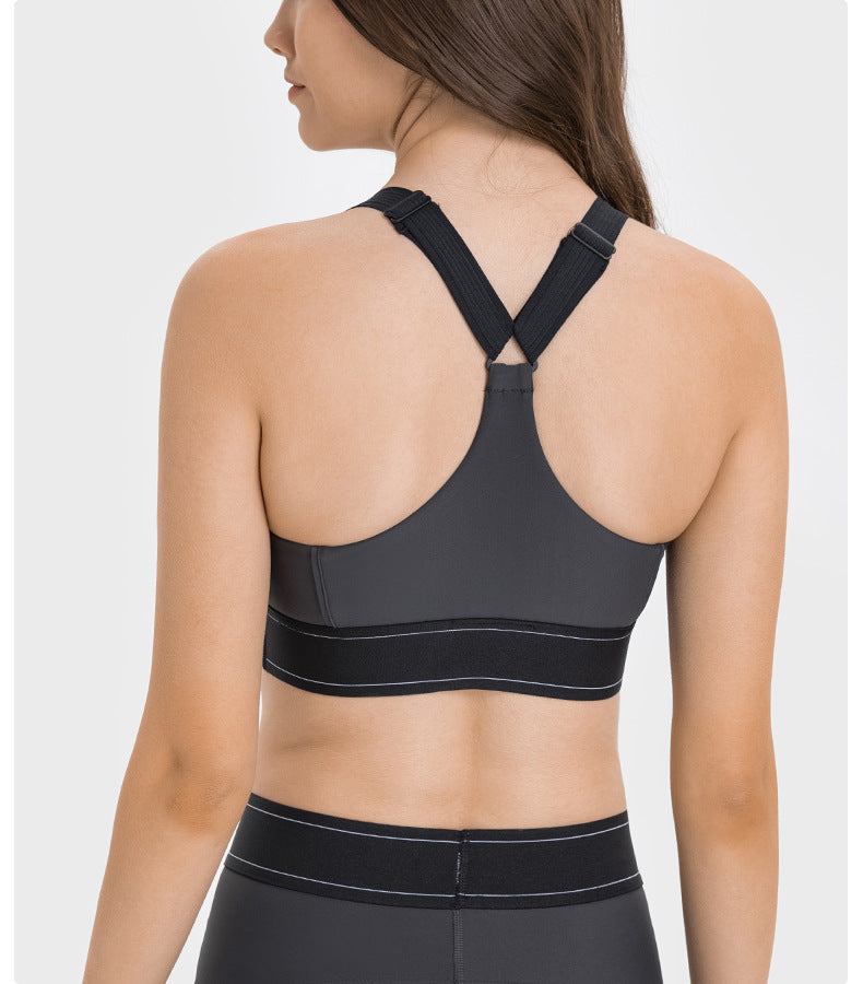 Contrast detail high support bra