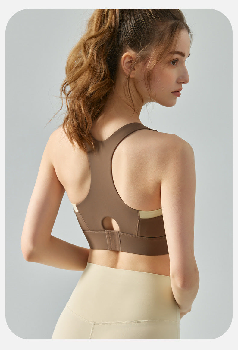 Contrast detail high support bra