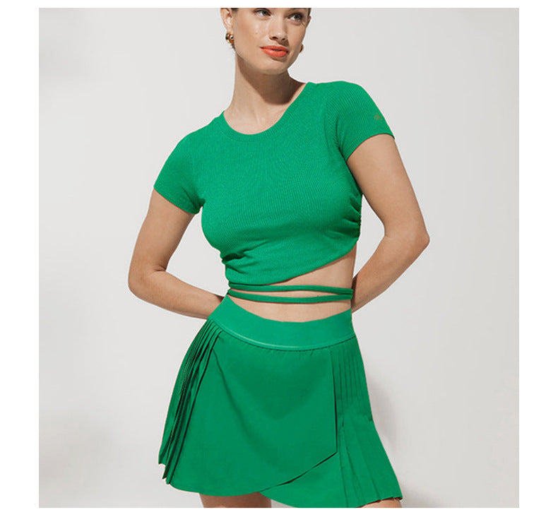 Pleated side skort