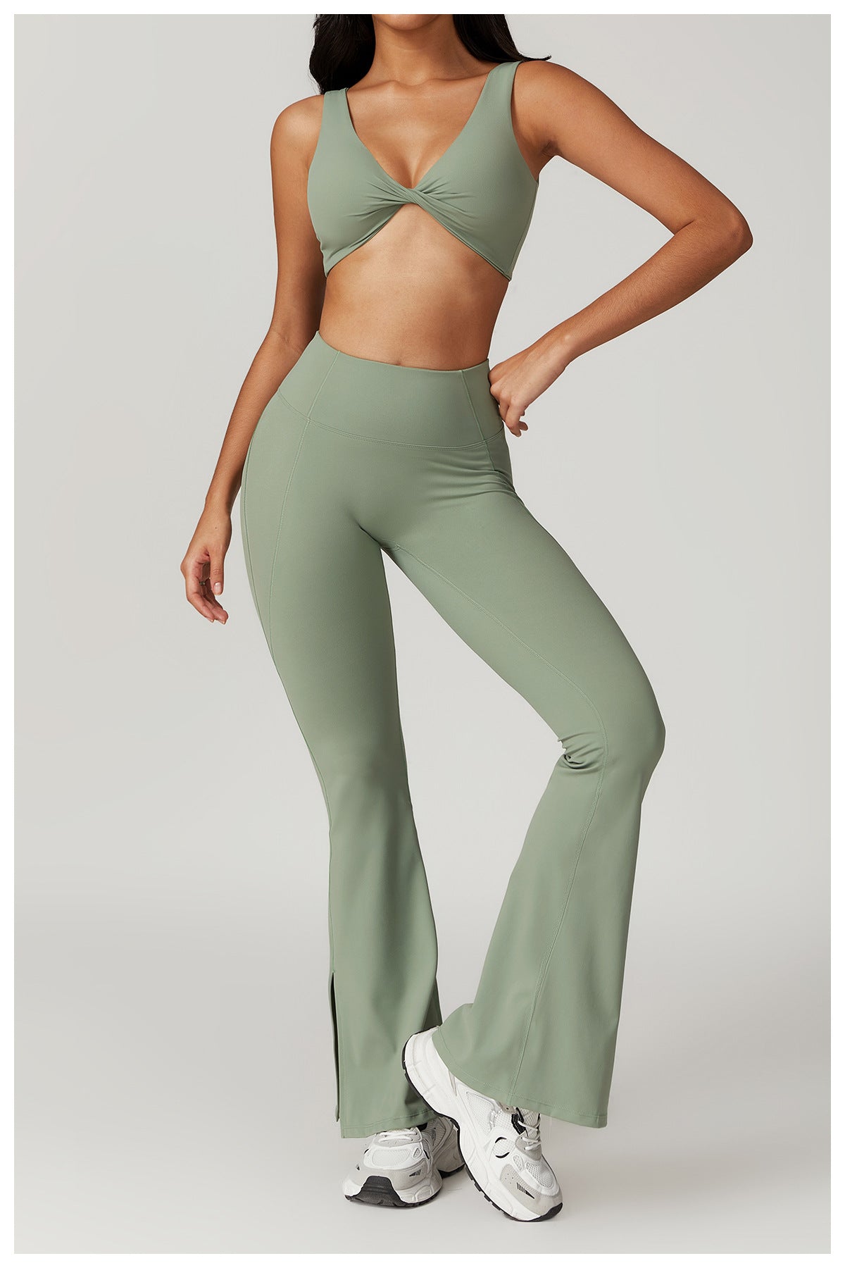 Twisted front sports bra