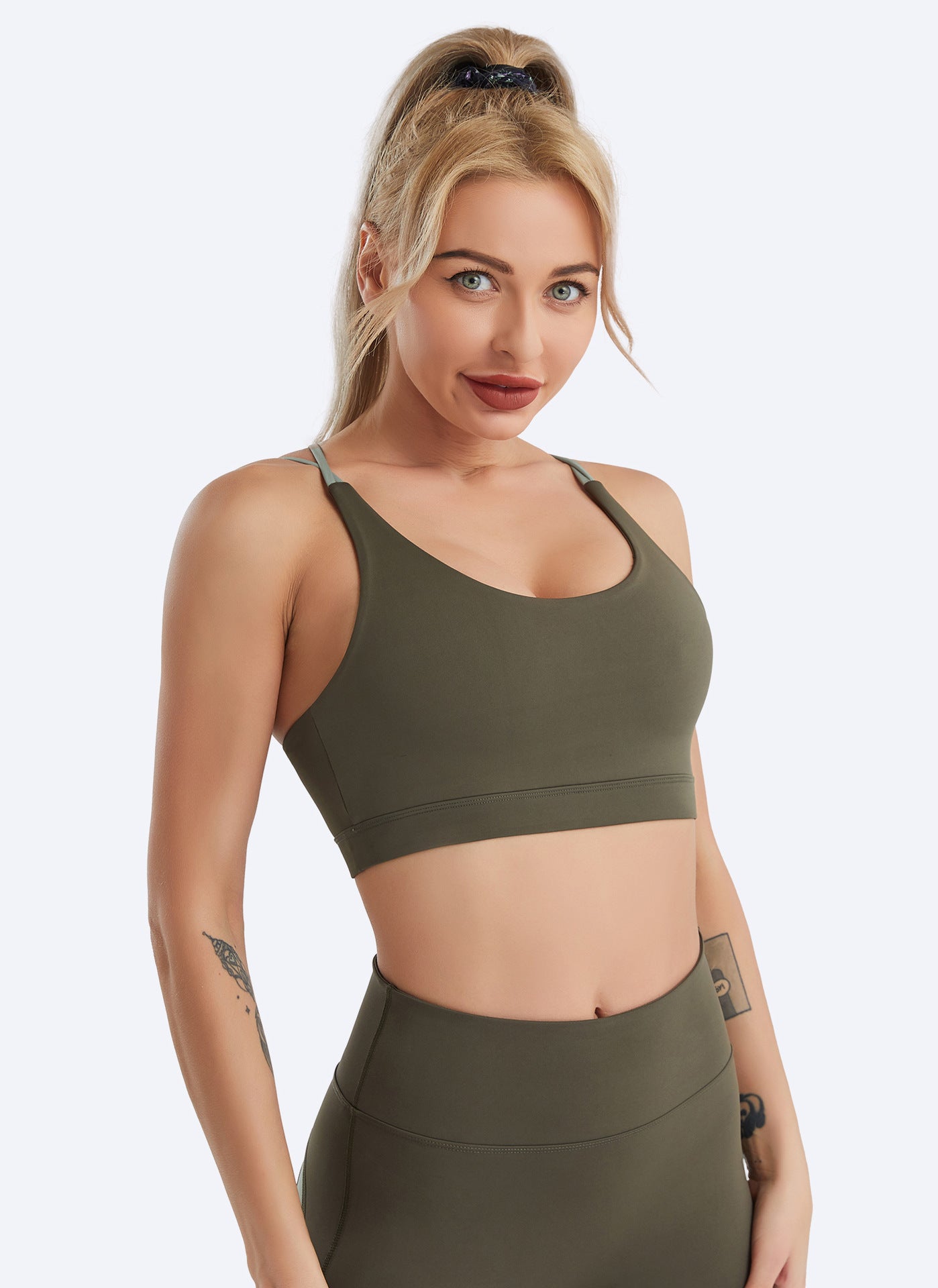 Contrast strap sports bra